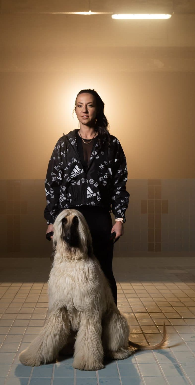 Katja Križan with her Afghan Hound